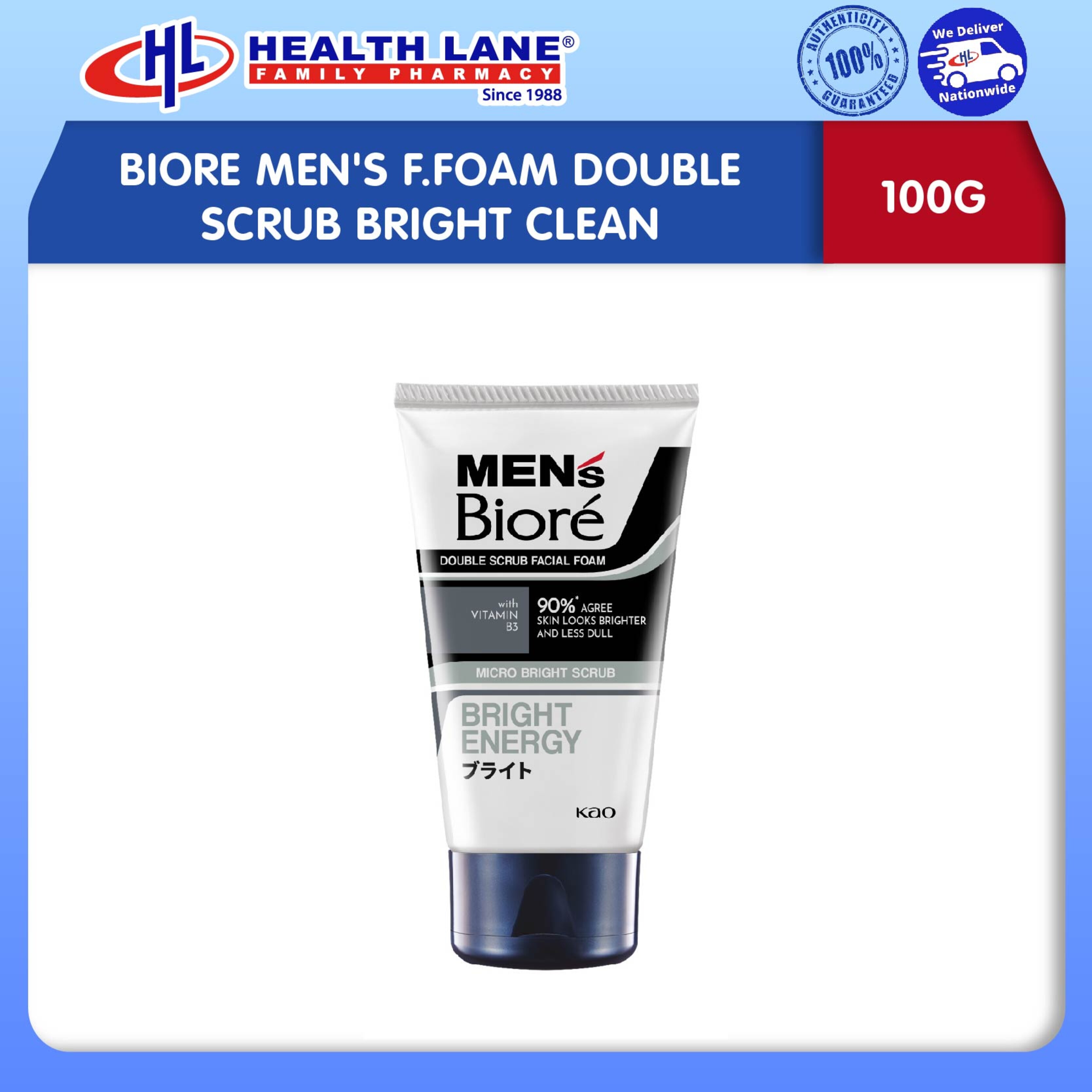 BIORE MEN'S F.FOAM DOUBLE SCRUB BRIGHT CLEAN (100G)